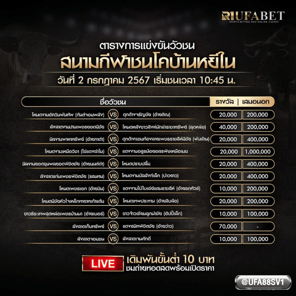 โปรแกรมวัวชน 2 ก.ค. 67