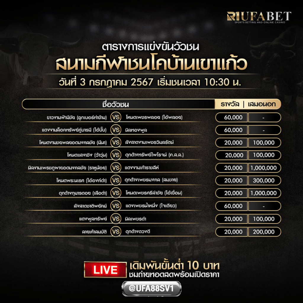 โปรแกรมวัวชน 3 ก.ค. 67