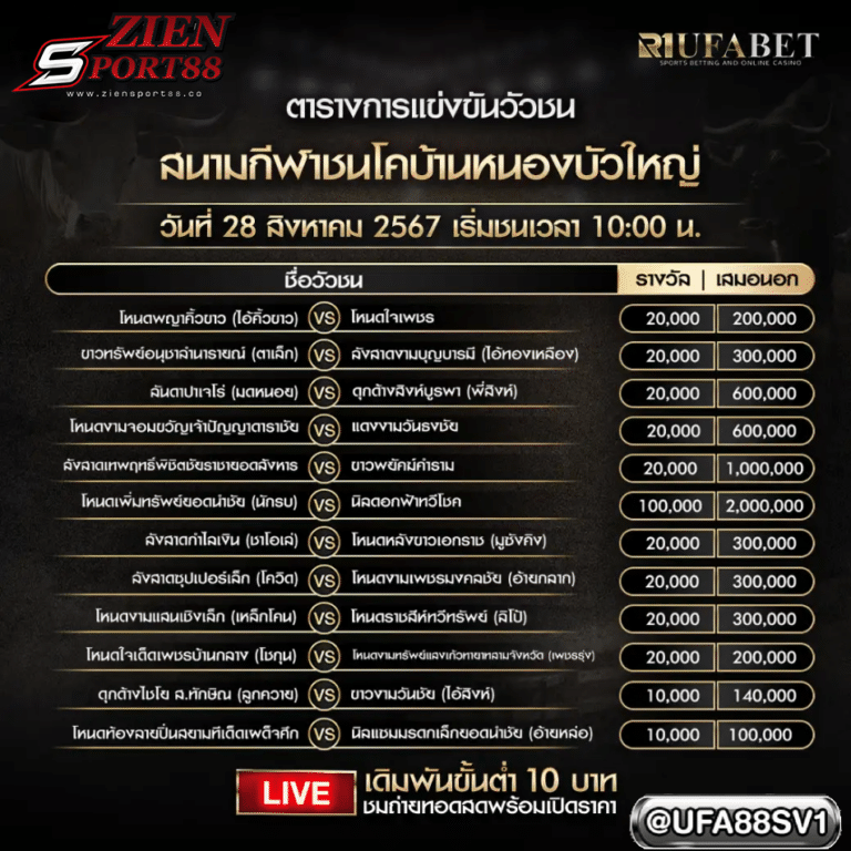 โปรแกรมวัวชน 27 ส.ค. 67